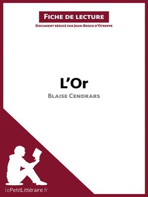 cover image of L'Or de Blaise Cendrars (Fiche de lecture)